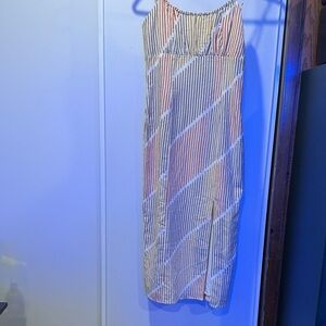 Sage the Label Striped Midi Dress in Cream and Brown